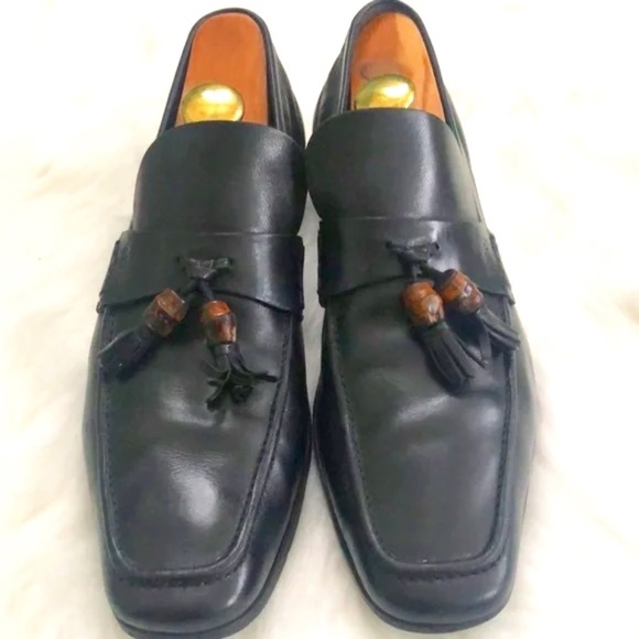 Gucci Men's Black Leather Loafers Size 12 - Picture 1 of 10